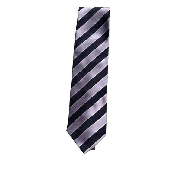 Alexander Julian Colours Men's Necktie 100% Silk Purple Grey Striped Work Career - Picture 1 of 7